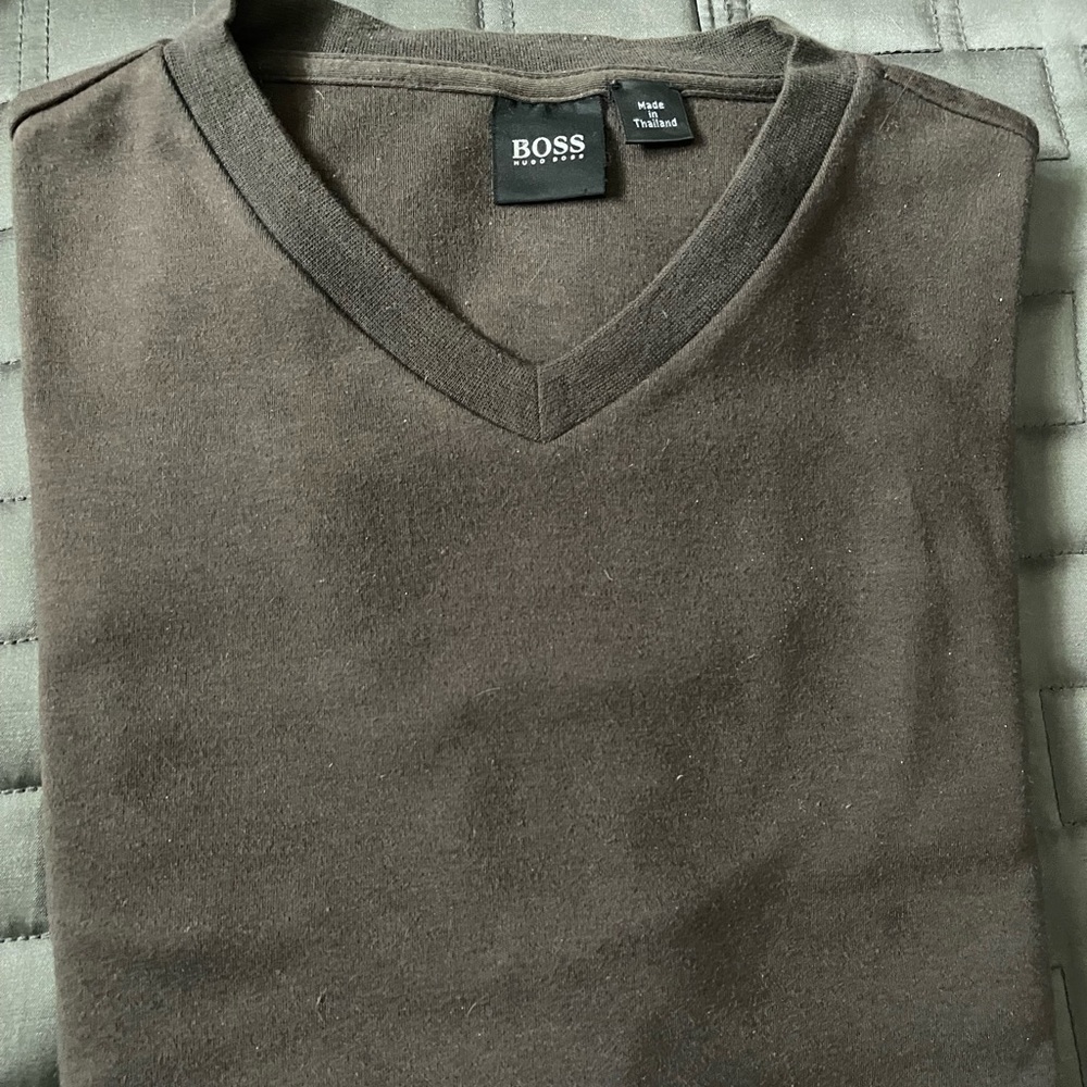 BOSS HUGO BOSS Long Sleeved V-Neck T-Shirt